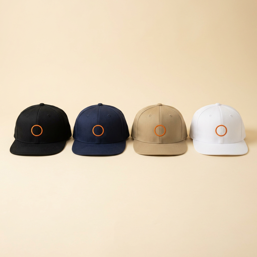 Snapback (structured) hats in black, navy, khaki and white