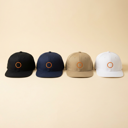Snapback (structured) hats in black, navy, khaki and white